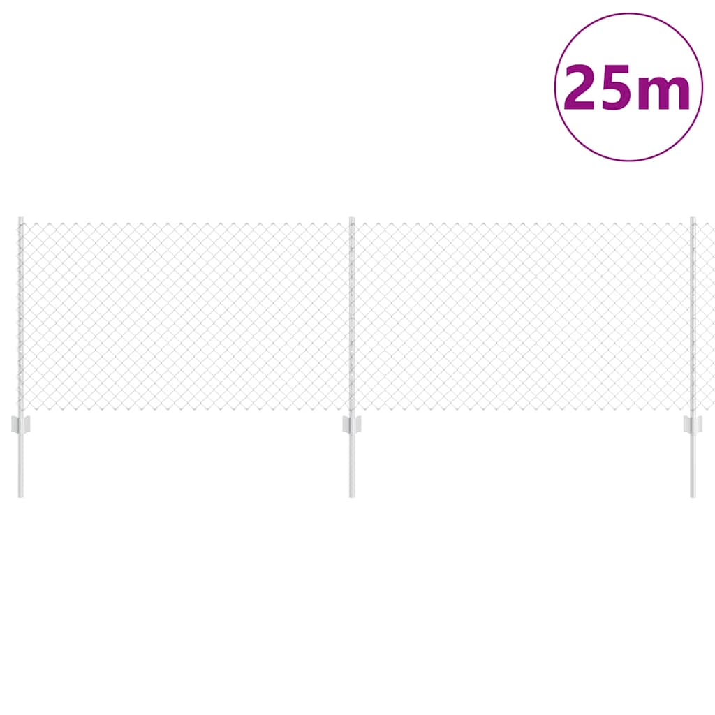 vidaXL Φράκτης από Γαλβανισμένο Χάλυβα με 22 Υποστηρίγματα Ασημί 0,8x25 μ Χάλυβας