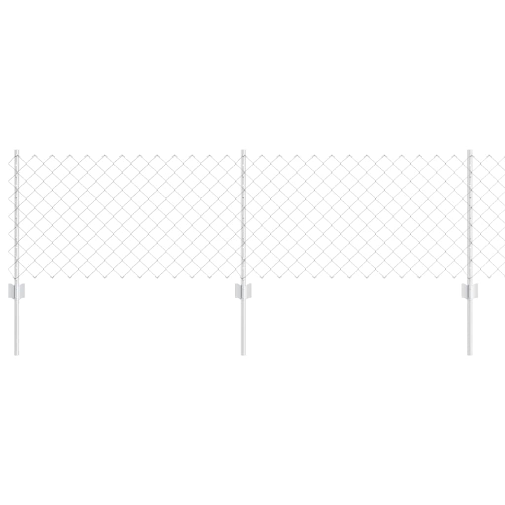 vidaXL Προστατευτικό Πλέγμα με 22 Στάντ Ασημί 0.6x25 μ Χάλυβας