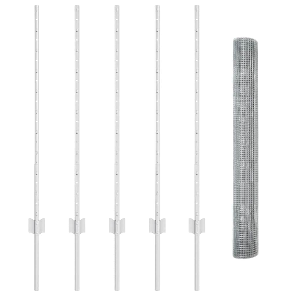 vidaXL Σετ Φράχτη Κήπου Σετ 2 Γαλβανισμένο ατσάλι 10 x 1 μ Ανθεκτικό