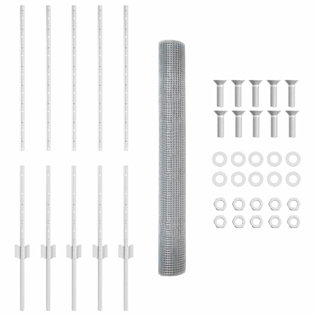 vidaXL Σετ Φράχτη από Κοτόπουλο Σετ των 2 Γαλβανισμένος χάλυβας 10 x 1 μ