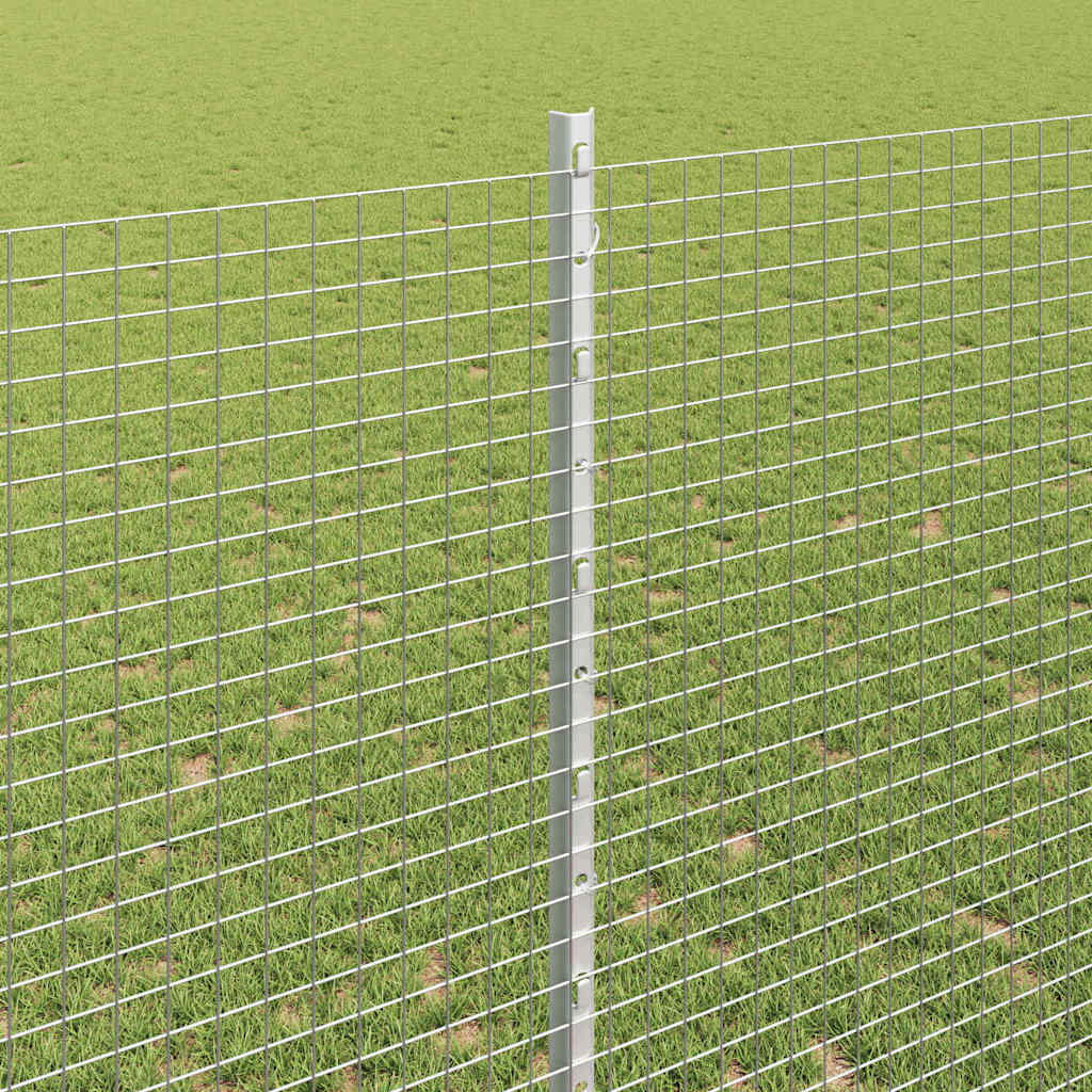 vidaXL Συρμάτινος Φράχτης με 10 Πόλους Ασημί 1.4x10 μ Χάλυβα