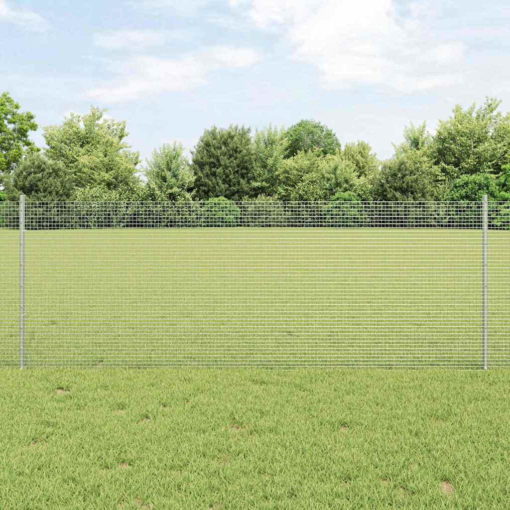 vidaXL Φράχτης Συρματόπλεγμα με 11 U Πόδες Ασημί 0.8x25 μέτρα Ατσάλι