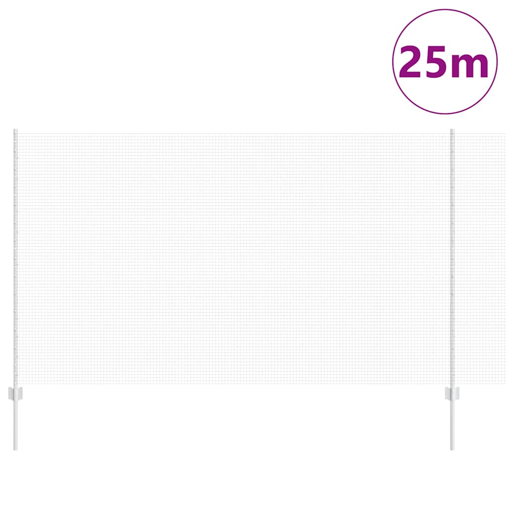 vidaXL Συρματόπλεγμα με 22 Στυλό Ασημί 1,4 x 25 μ Χάλυβας