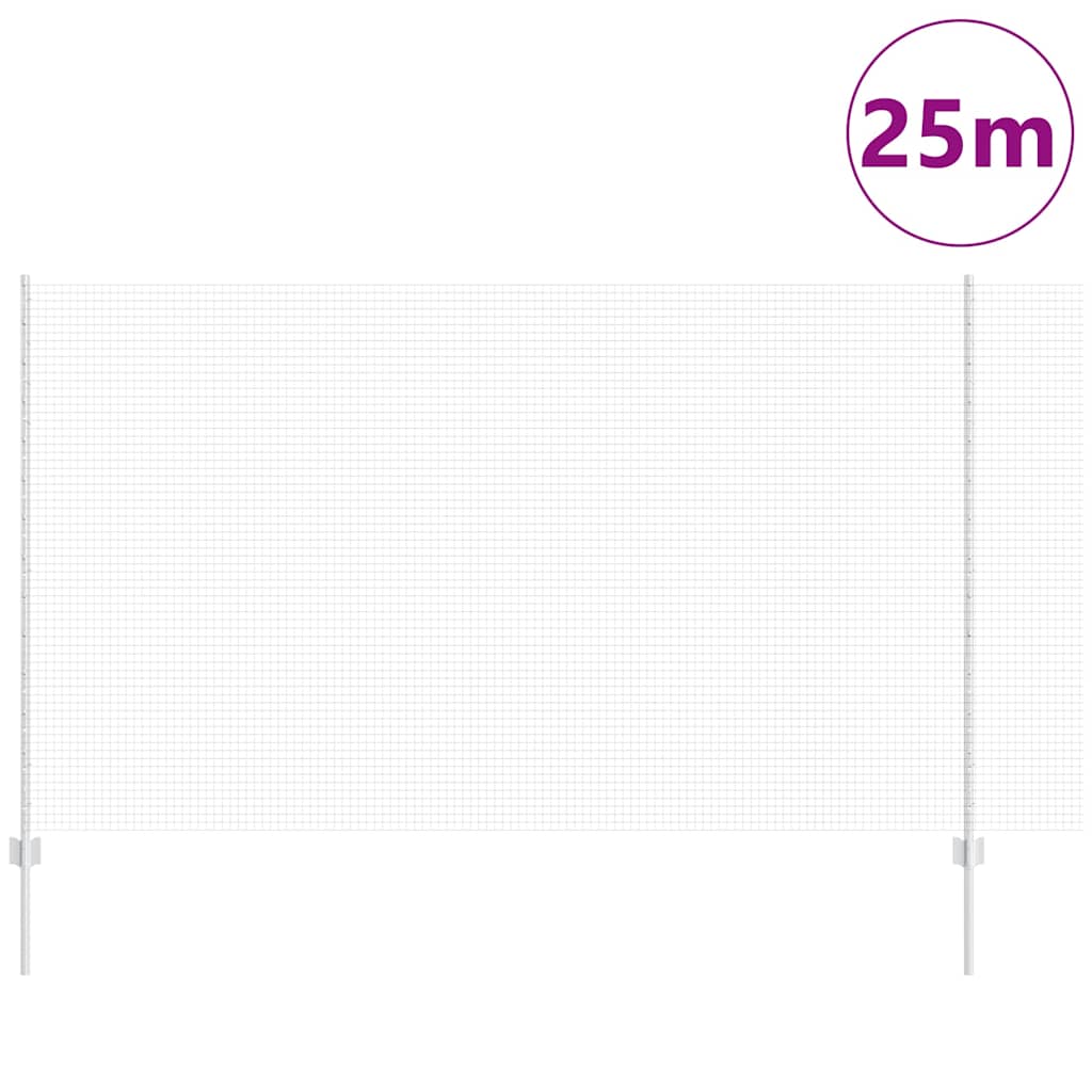 vidaXL Φράχτης Welded Wire με 22 Υ Posts Ασημί 1.4x25 μ Χάλυβας