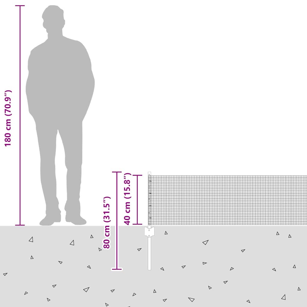 vidaXL Γαλβανισμένος Σχοινένιος Φράκτης με 22 U Posts Ασημένιος 0.4x50 μ Χάλυβας