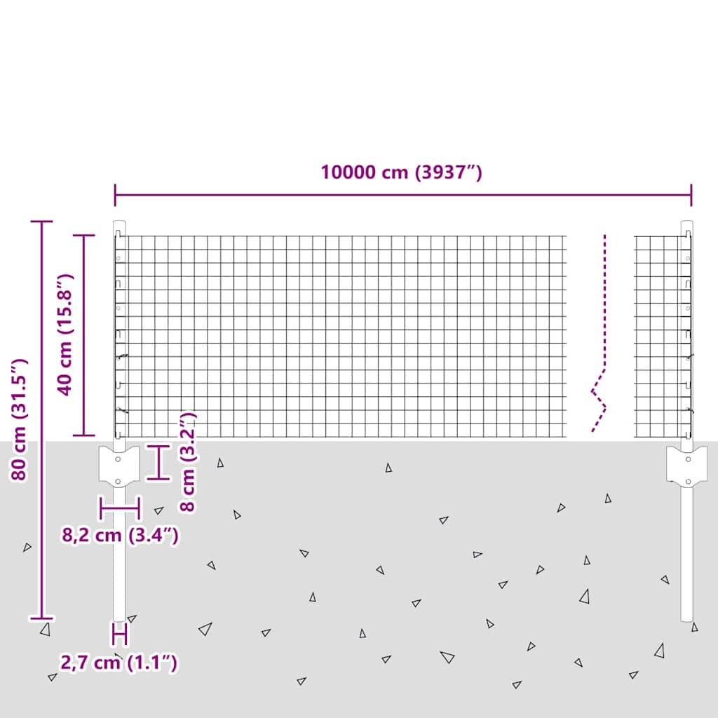 vidaXL Γαλβανισμένος Φράχτης με 44 ορθοστάτες ασημί 0.4x100 μ χάλυβας