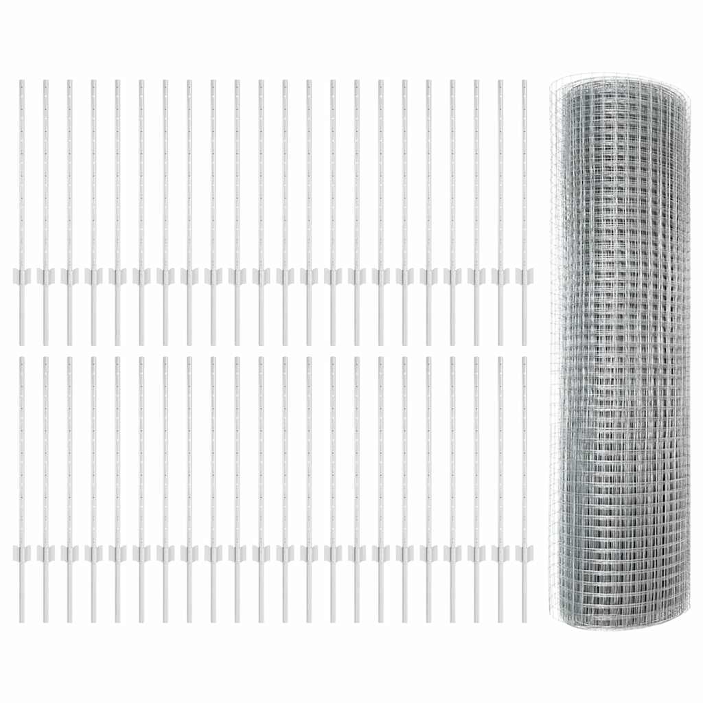 vidaXL Συγκολλημένο Συρματόπλεγμα με 44 Θέσεις Ασημί 0.8x100 m Χάλυβας