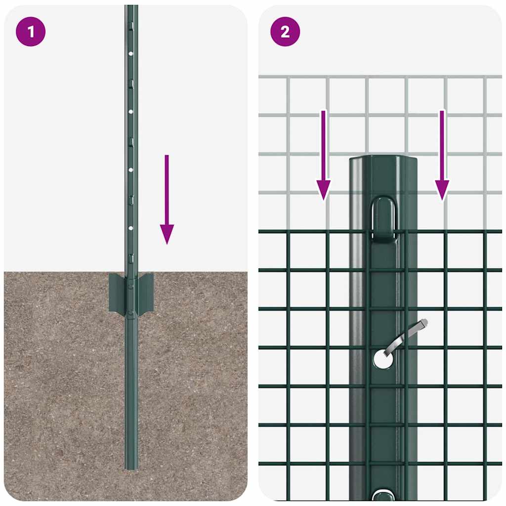 vidaXL Συρμάτινος φράκτης με 5 ποσοστά Πράσινο 0.4x10 m Ατσάλι
