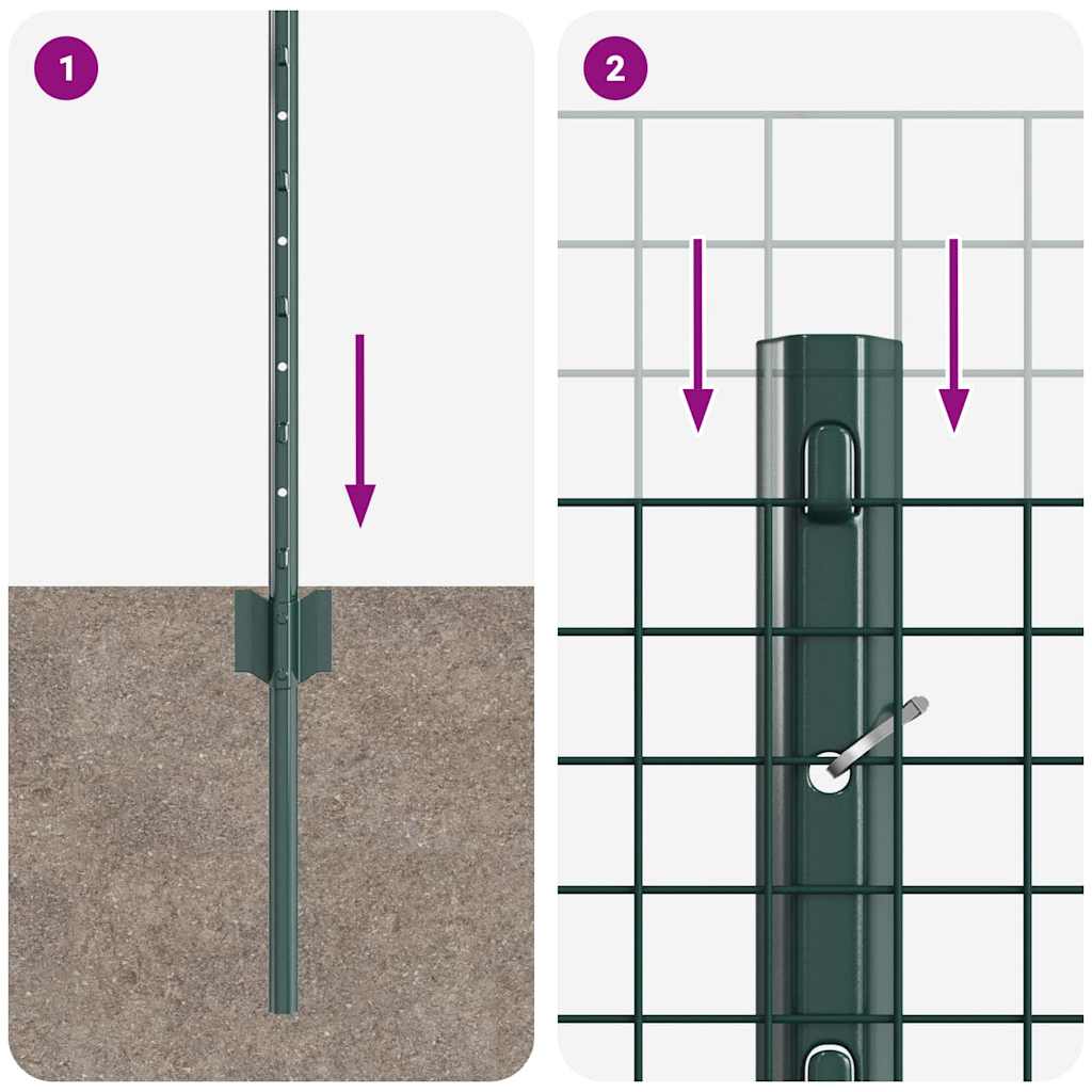 vidaXL Φράκτης Welded Wire με 5 U Posts Πράσινος 0.4x10 μ Ατσάλι