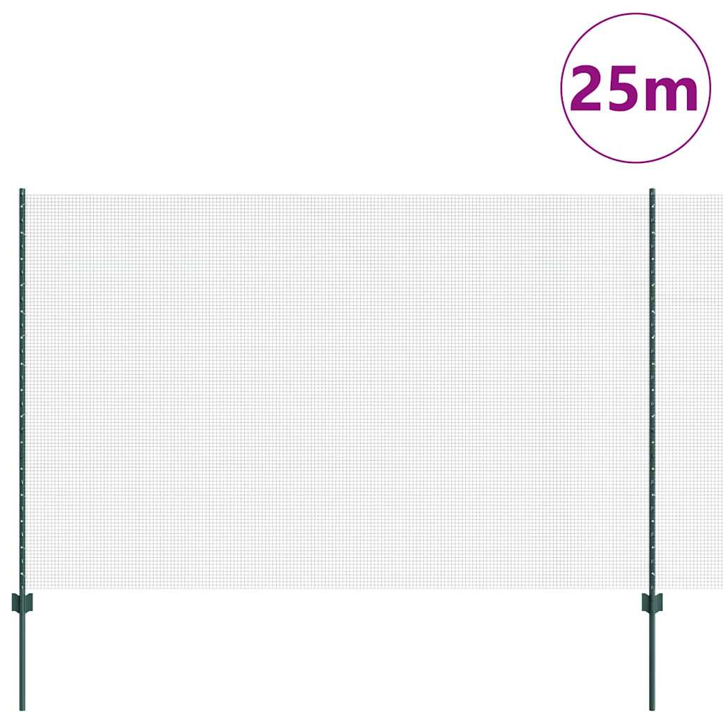vidaXL Συρματόπλεγμα με Στυλίς 25 x 1,6 μ PVC-Επικαλυμμένο Ατσάλι