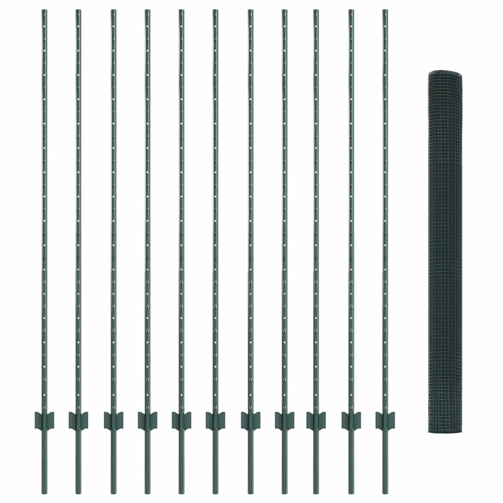 vidaXL Συρματόπλεγμα με Στυλίς 25 x 1,6 μ PVC-Επικαλυμμένο Ατσάλι
