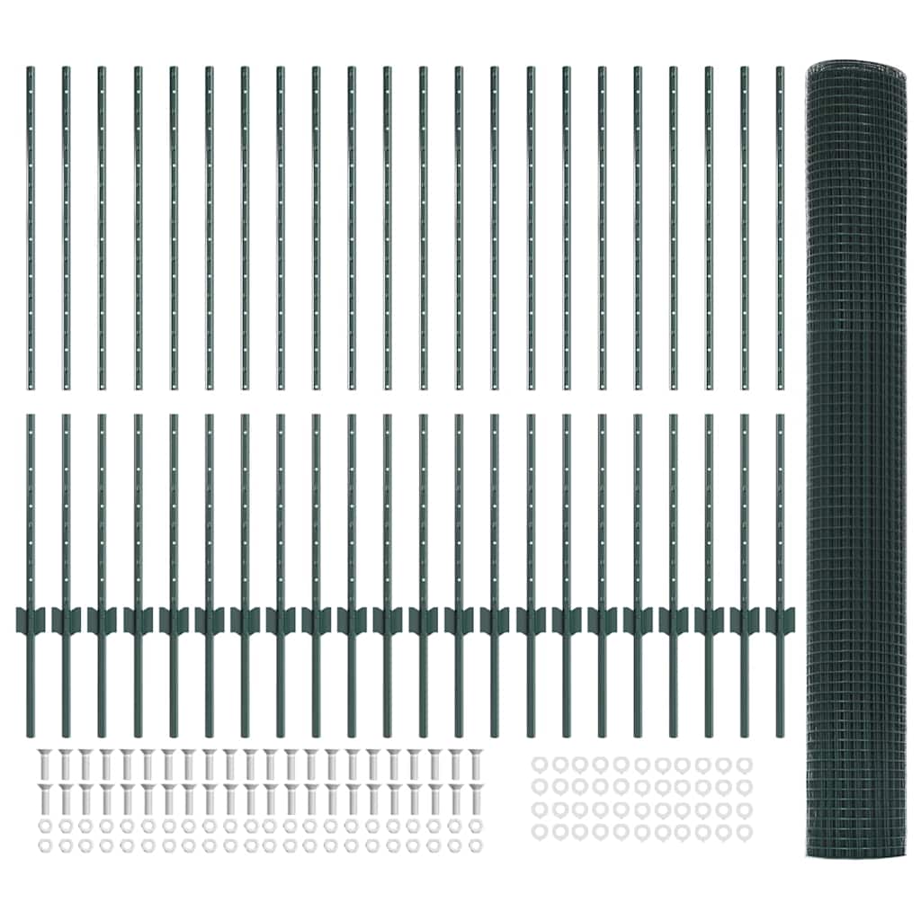 vidaXL Συρματόπλεγμα με 22 Πόδια U Πράσινο 1.2x50 μ Σίδηρος