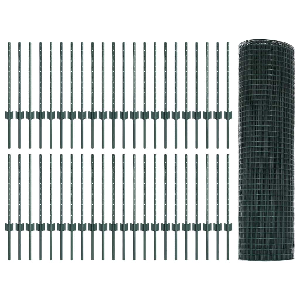 vidaXL Συρματόπλεγμα με Στυλίς 100 x 0,5 μ PVC-Επικαλυμμένο Ατσάλι