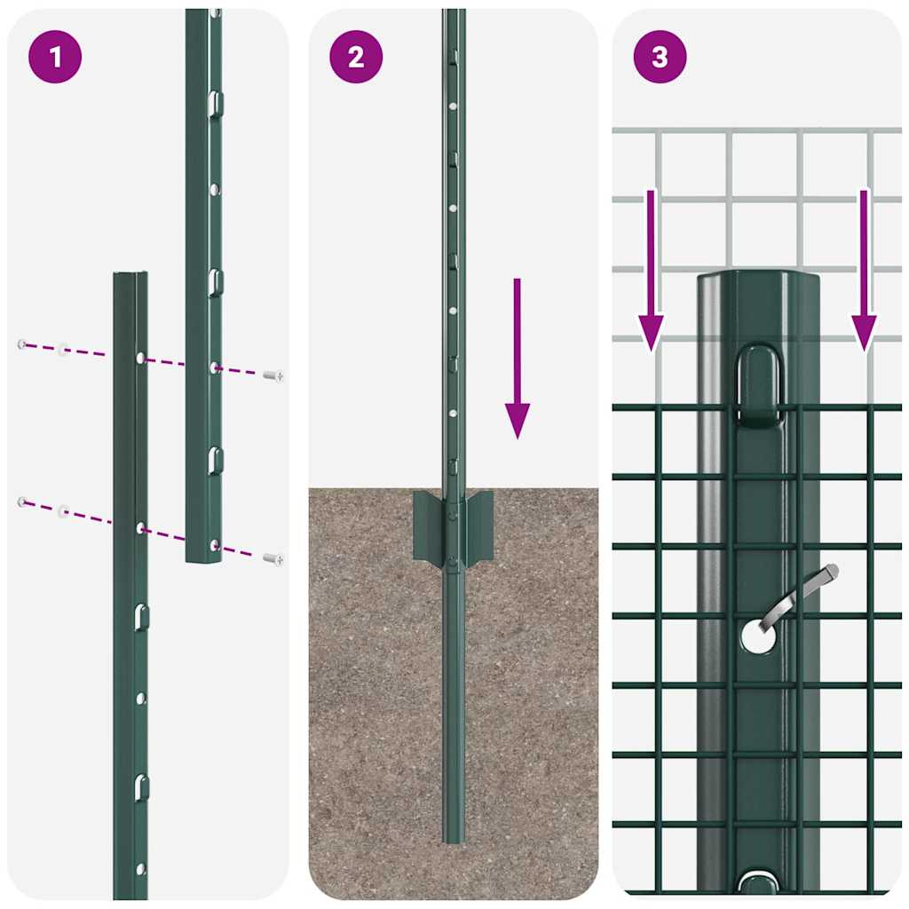 vidaXL Welded Wire Fence με 44 U Posts Πράσινο 1x100 m Χάλυβας