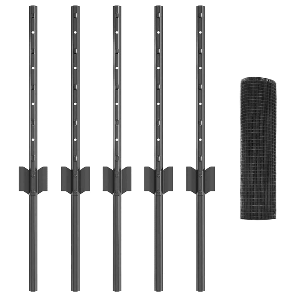 vidaXL Φράχτης από Συγκολλημένο Σύρμα με 5 Πόδια Γκρι 0.4x10 m Χάλυβα