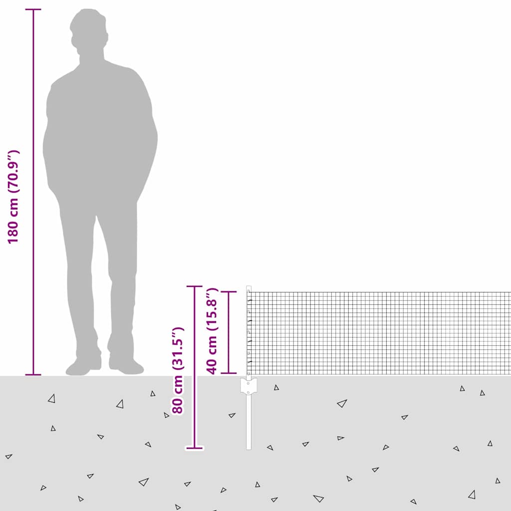 vidaXL Συρματόπλεγμα με Στυλίς 10 x 0,4 m PVC-Επικαλυμμένο Ατσάλι Γκρι