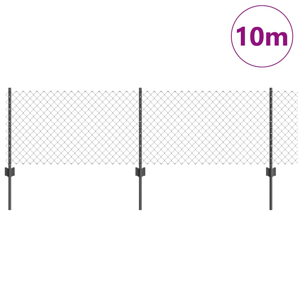 vidaXL Συρματόπλεγμα με Στυλίς 10 x 0,4 m PVC-Επικαλυμμένο Ατσάλι Γκρι
