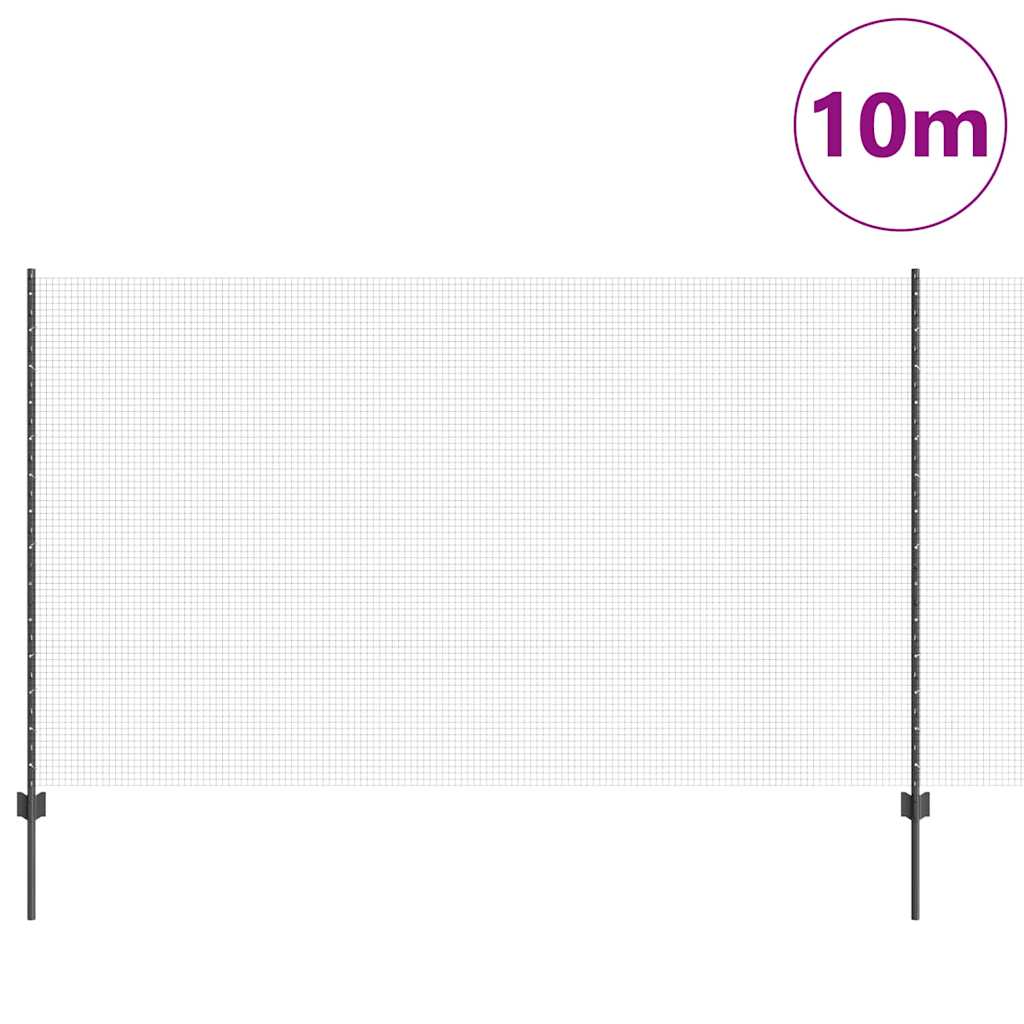 vidaXL Συρματόπλεγμα με Στυλίς 10 x 1,4 μ PVC-Επικαλυμμένο Ατσάλι Γκρι