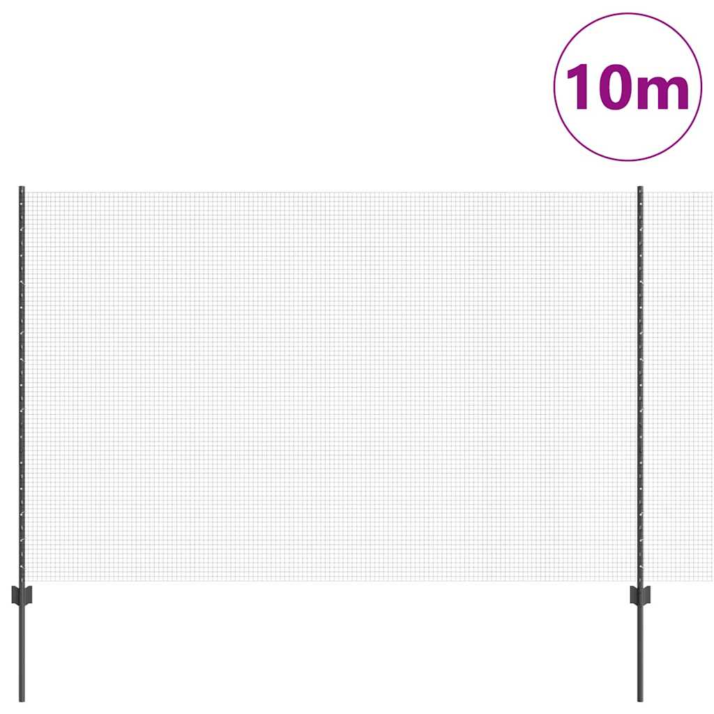 vidaXL Συρματόπλεγμα με Στυλίς 10 x 1,5 m PVC-Επικαλυμμένο Ατσάλι Γκρι