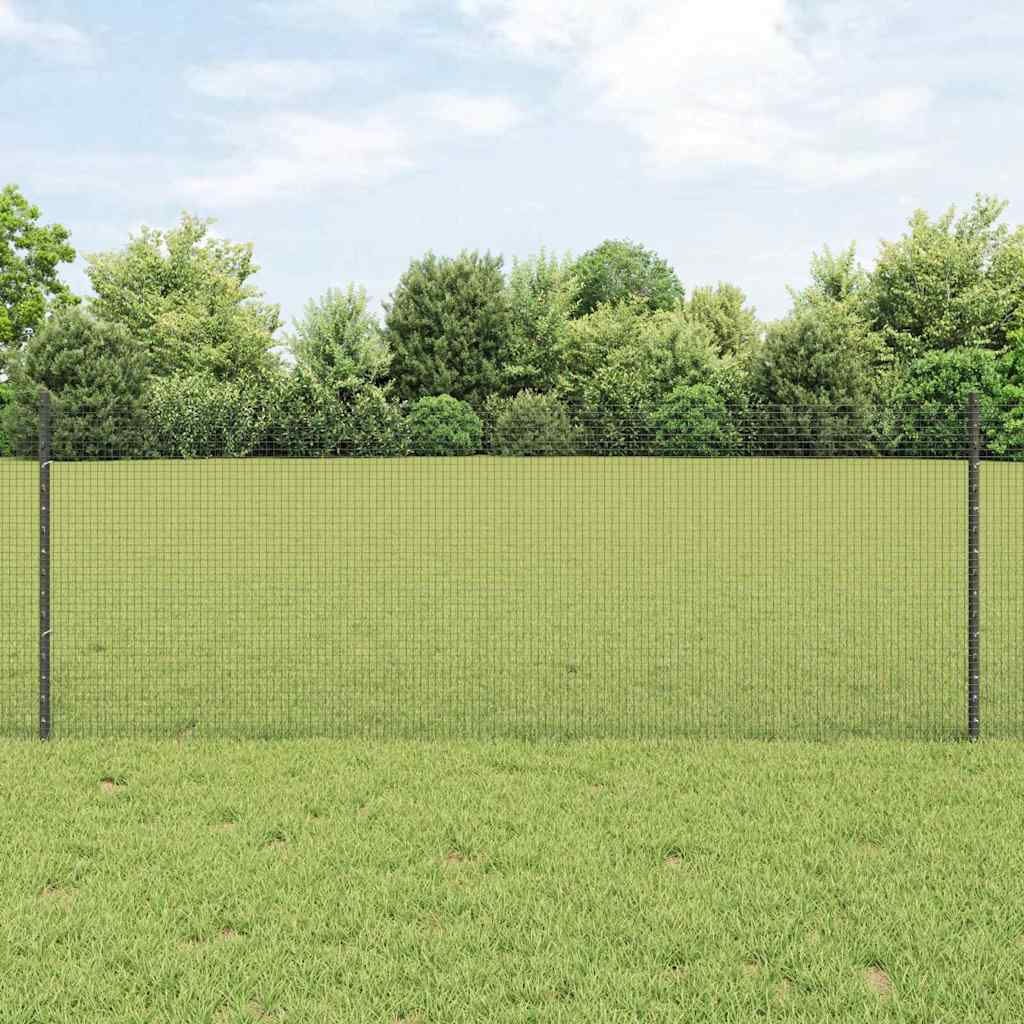 vidaXL Συρματόπλεγμα με Στυλίς 25 x 0,8 m PVC-Επικαλυμμένο Ατσάλι Γκρι