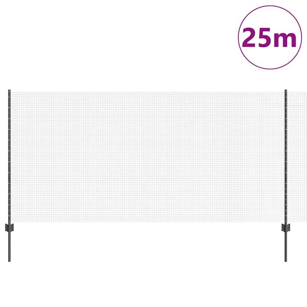 vidaXL Συρματόπλεγμα με Στυλίς 25 x 1,2 μ PVC-Επικαλυμμένο Ατσάλι Γκρι