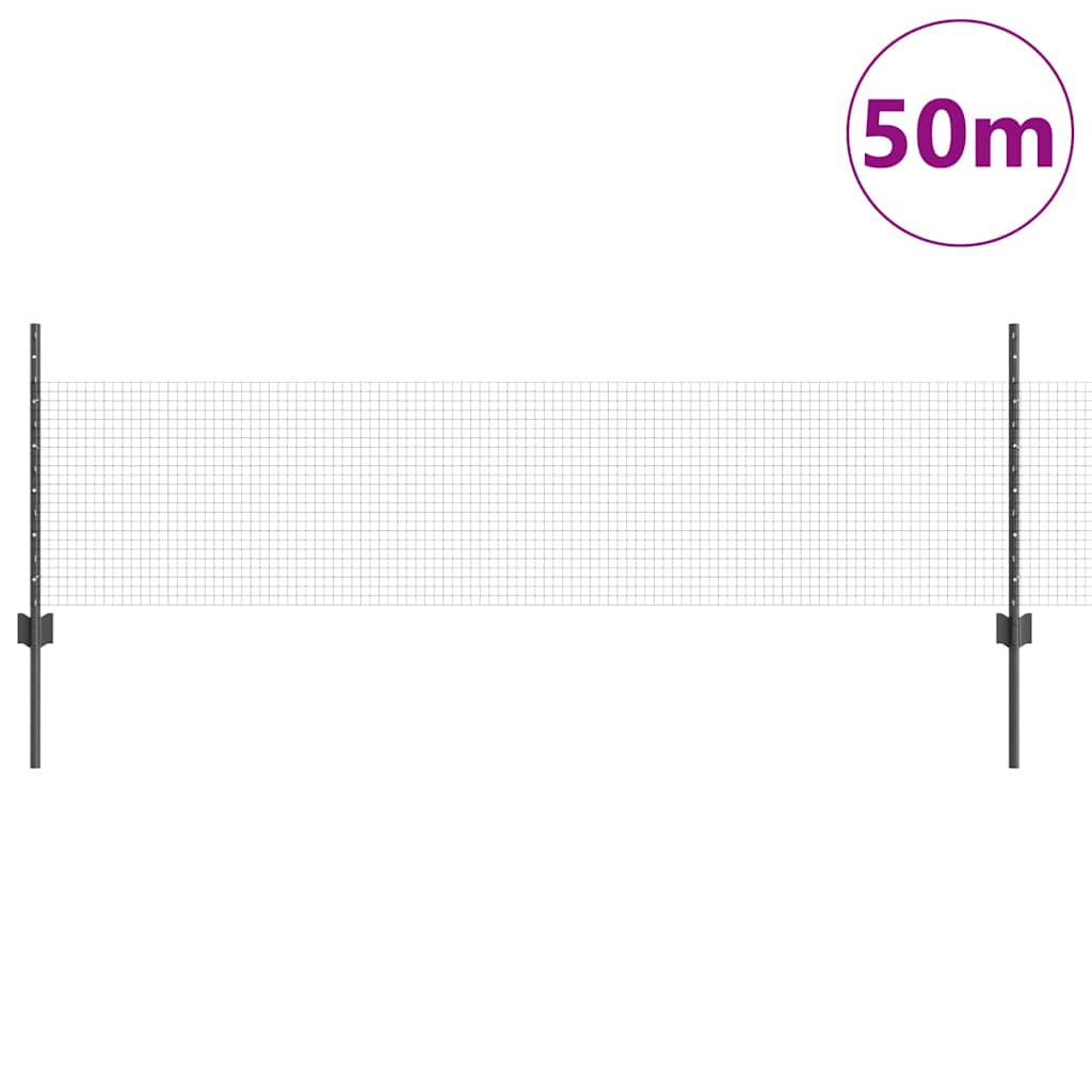 vidaXL Συρματόπλεγμα με Στυλίς 50 x 0,5 μ PVC-Επικαλυμμένο Ατσάλι Γκρι
