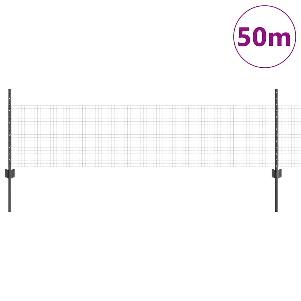 vidaXL Συρματόπλεγμα με Στυλίς 50 x 0,5 μ PVC-Επικαλυμμένο Ατσάλι Γκρι