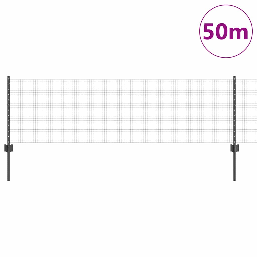 vidaXL Συρματόπλεγμα με Στυλίς 50 x 0,6 μ PVC-Επικαλυμμένο Ατσάλι Γκρι