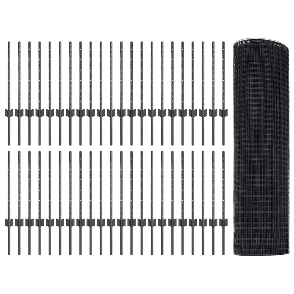vidaXL Συρματόπλεγμα με Στυλίς 100 x 0,6 μ PVC-Επικαλυμμένο Ατσάλι