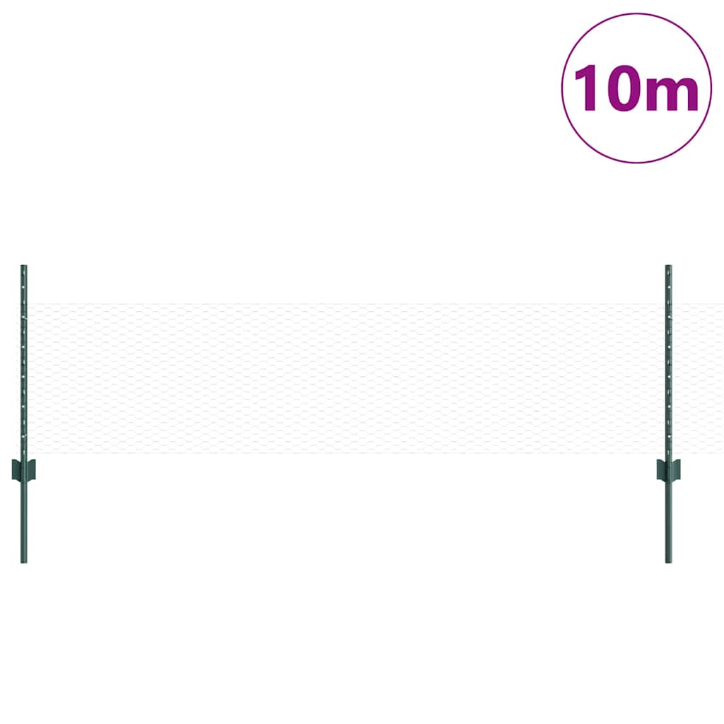 vidaXL Στήλες Φράκτη 11 τεμ U-Channel Πράσινο 60 εκ Ατσάλι