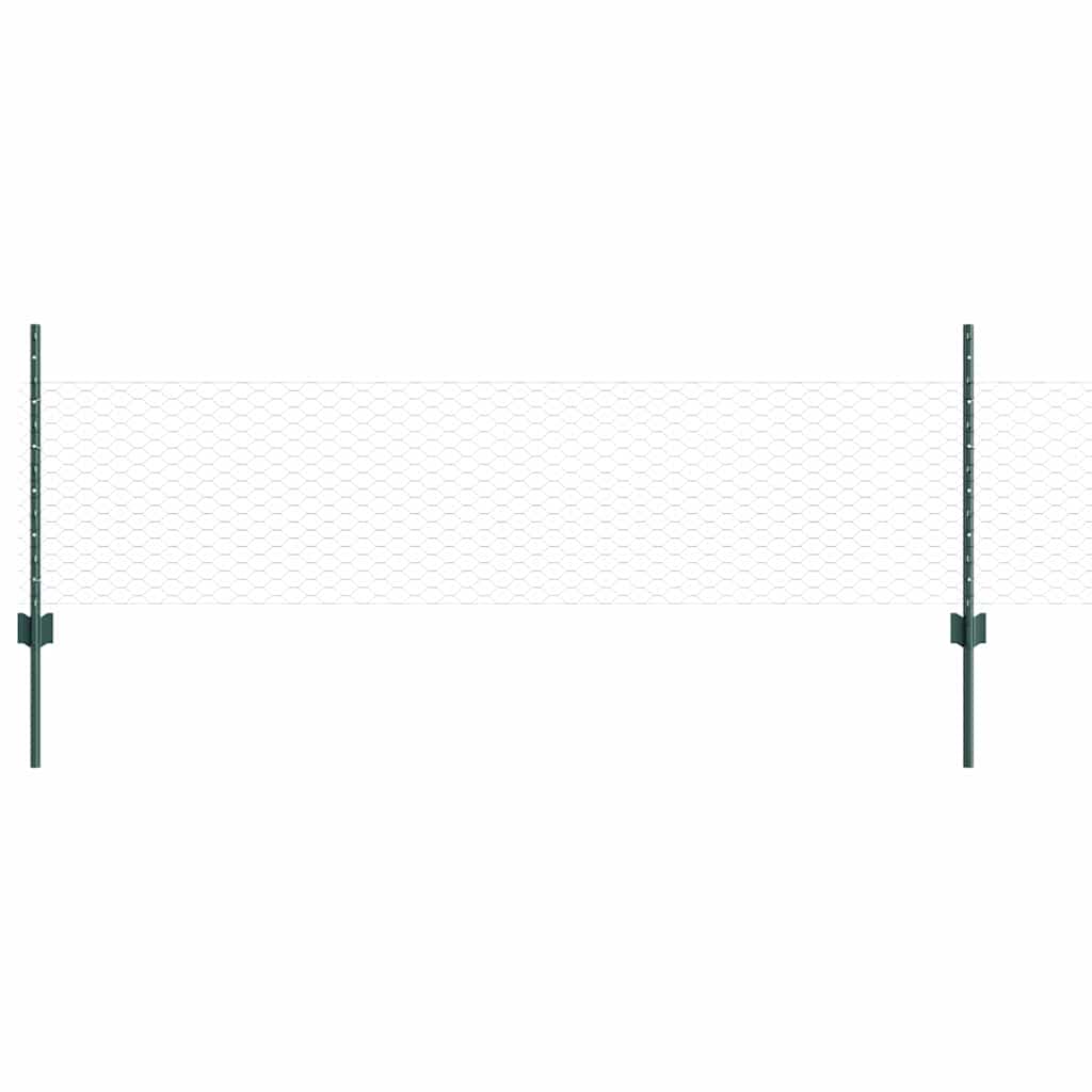 vidaXL Σετ Εξαγωνικού Φράχτη Σετ 2 Πράσινο Ατσάλι με Σκόνη Βαφής Μεγάλο