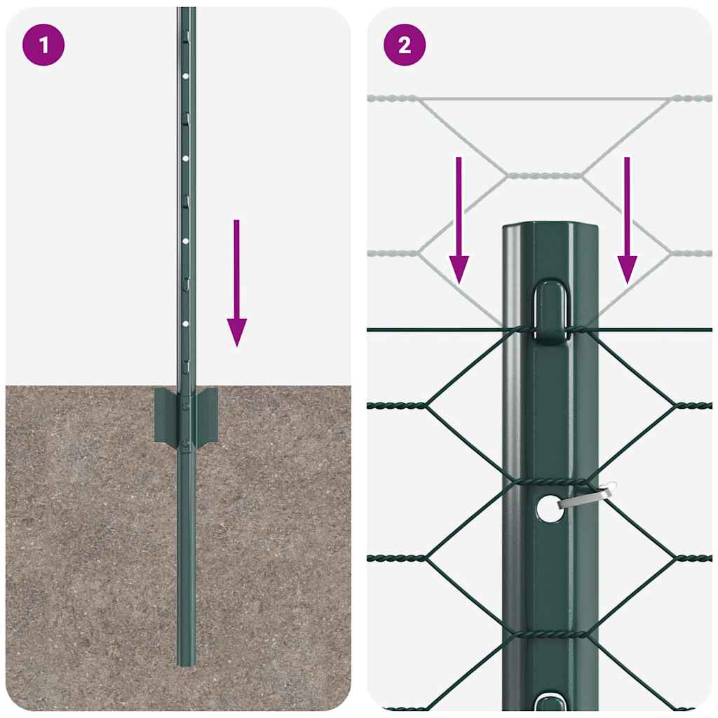 vidaXL Σετ Εξαγωνικού Φράχτη Σετ 2 Πράσινο Ατσάλι με Σκόνη Βαφής Μεγάλο
