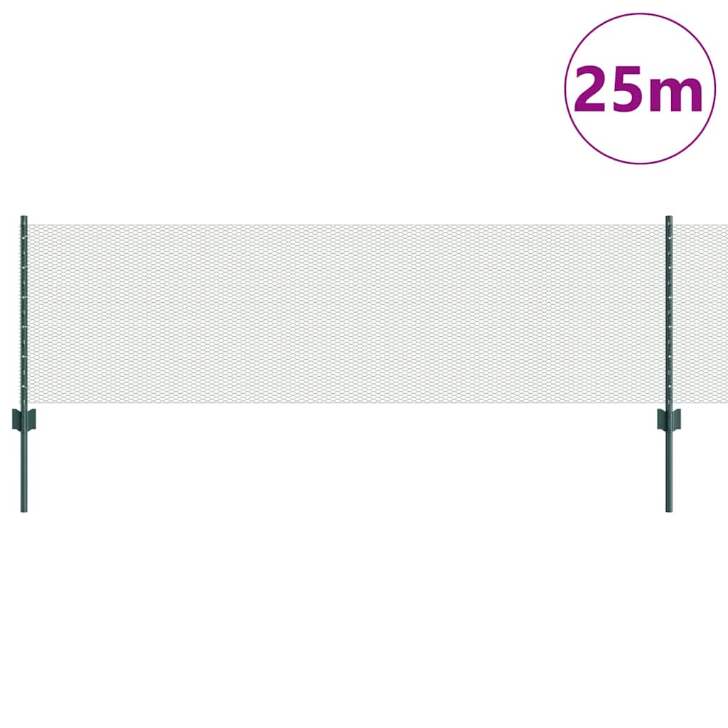 vidaXL Εξαγωνική Φράχτη με Στύλο 25 x 0,6 μ PVC-Επικαλυμμένο Ατσάλι