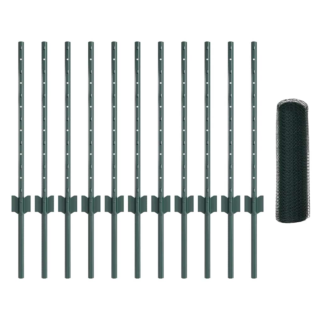 vidaXL Εξαγωνική Φράχτη με Στύλο 25 x 0,6 μ PVC-Επικαλυμμένο Ατσάλι