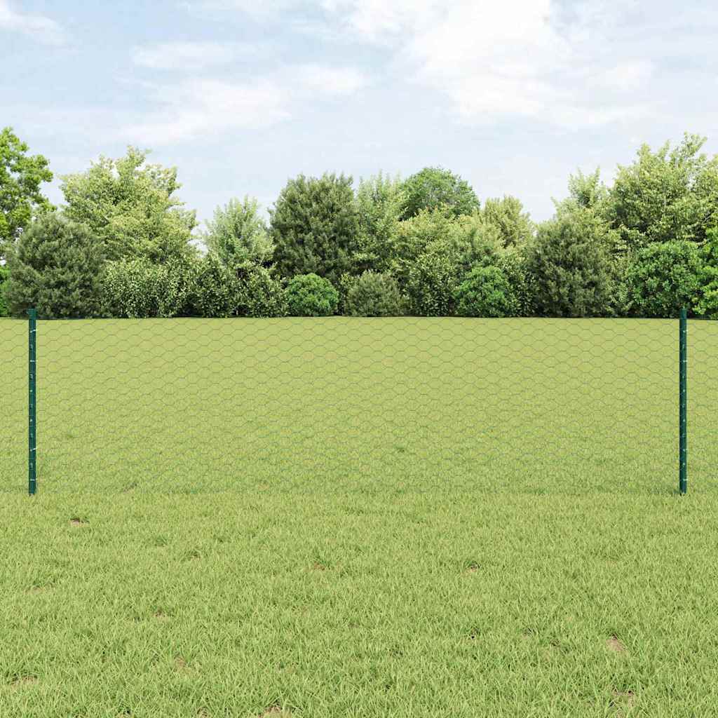 vidaXL Εξαγωνική Φράχτη με Στύλο 25 x 0,6 μ PVC-Επικαλυμμένο Ατσάλι
