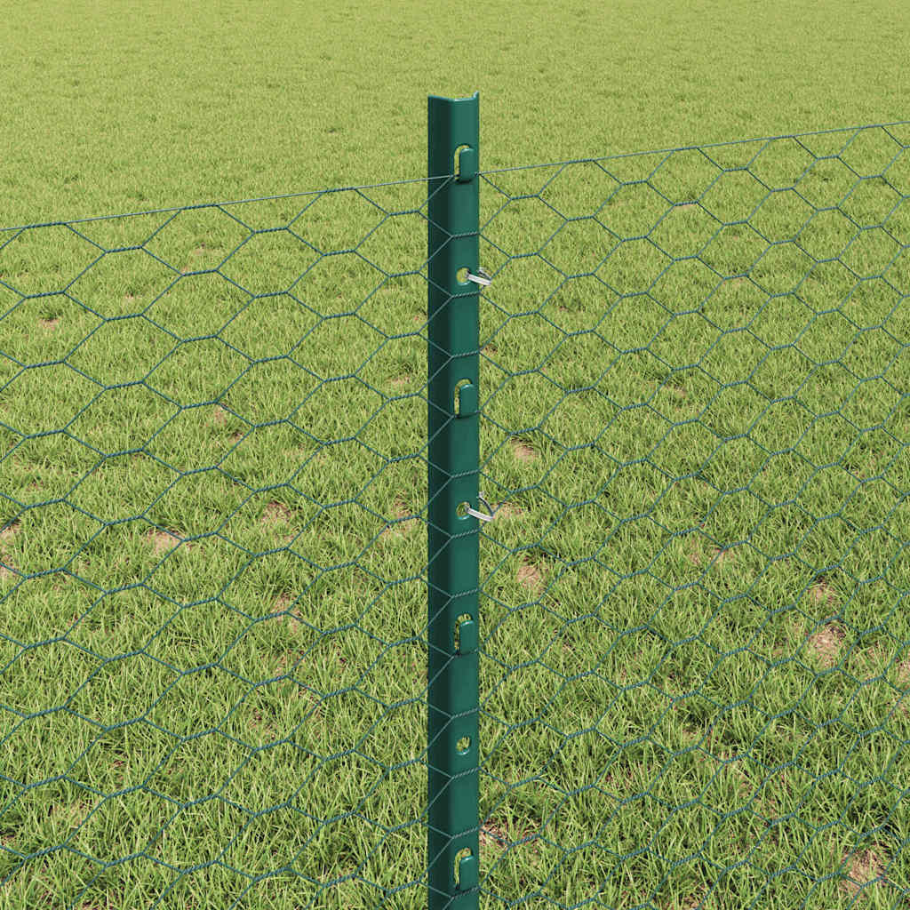 vidaXL Εξαγωνική Φράχτη με Στύλο 25 x 0,8 m PVC-Επικαλυμμένο Ατσάλι