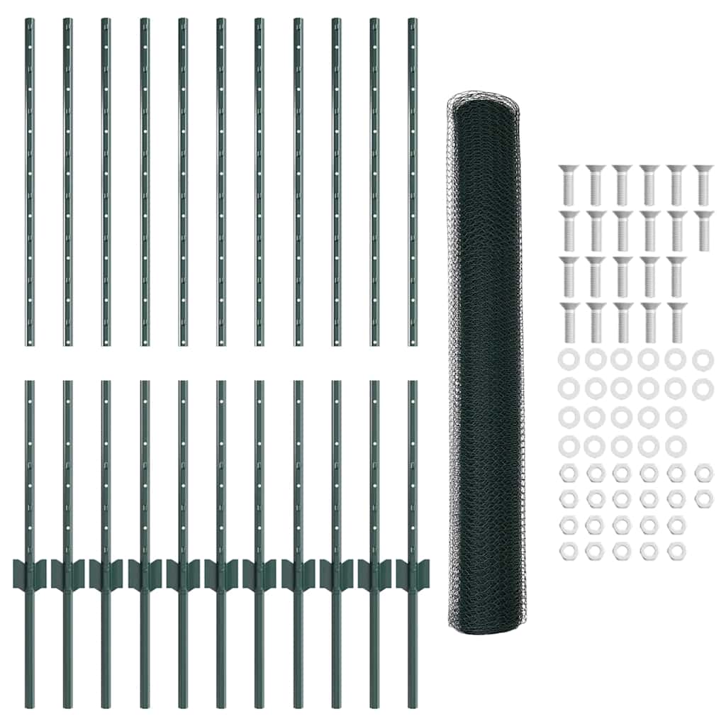 vidaXL Σετ Φράχτη Κήπου Σετ 2 Πράσινο Μέταλλο Ανθεκτικό