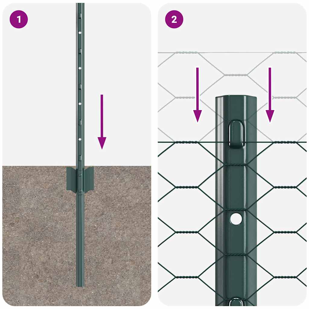 vidaXL Τείχος και Πόστ Πράσινο 0,5 x 50 μ. Ατσάλι