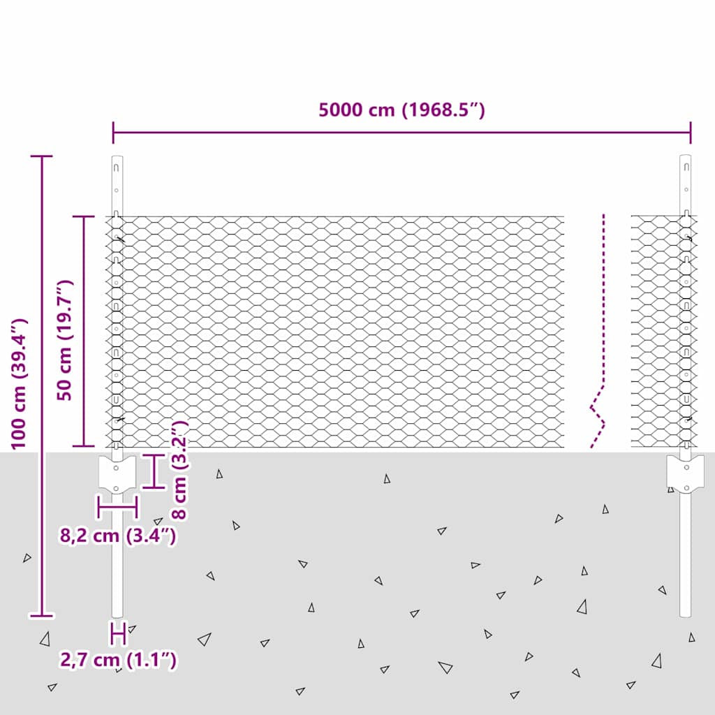 vidaXL Τείχος και Πόστ Πράσινο 0,5 x 50 μ. Ατσάλι