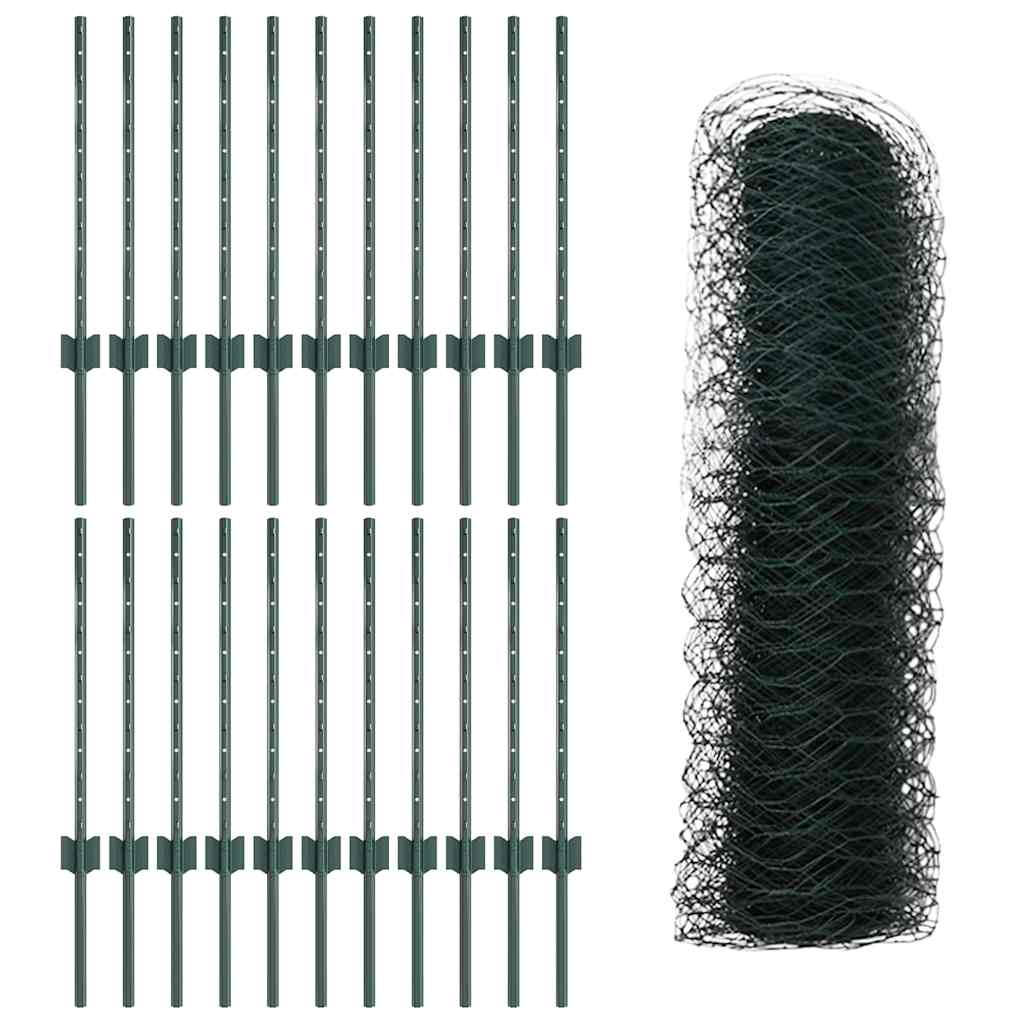 vidaXL Εξαγωνική Φράχτη με Στύλο 50 x 0,6 μ PVC-Επικαλυμμένο Ατσάλι
