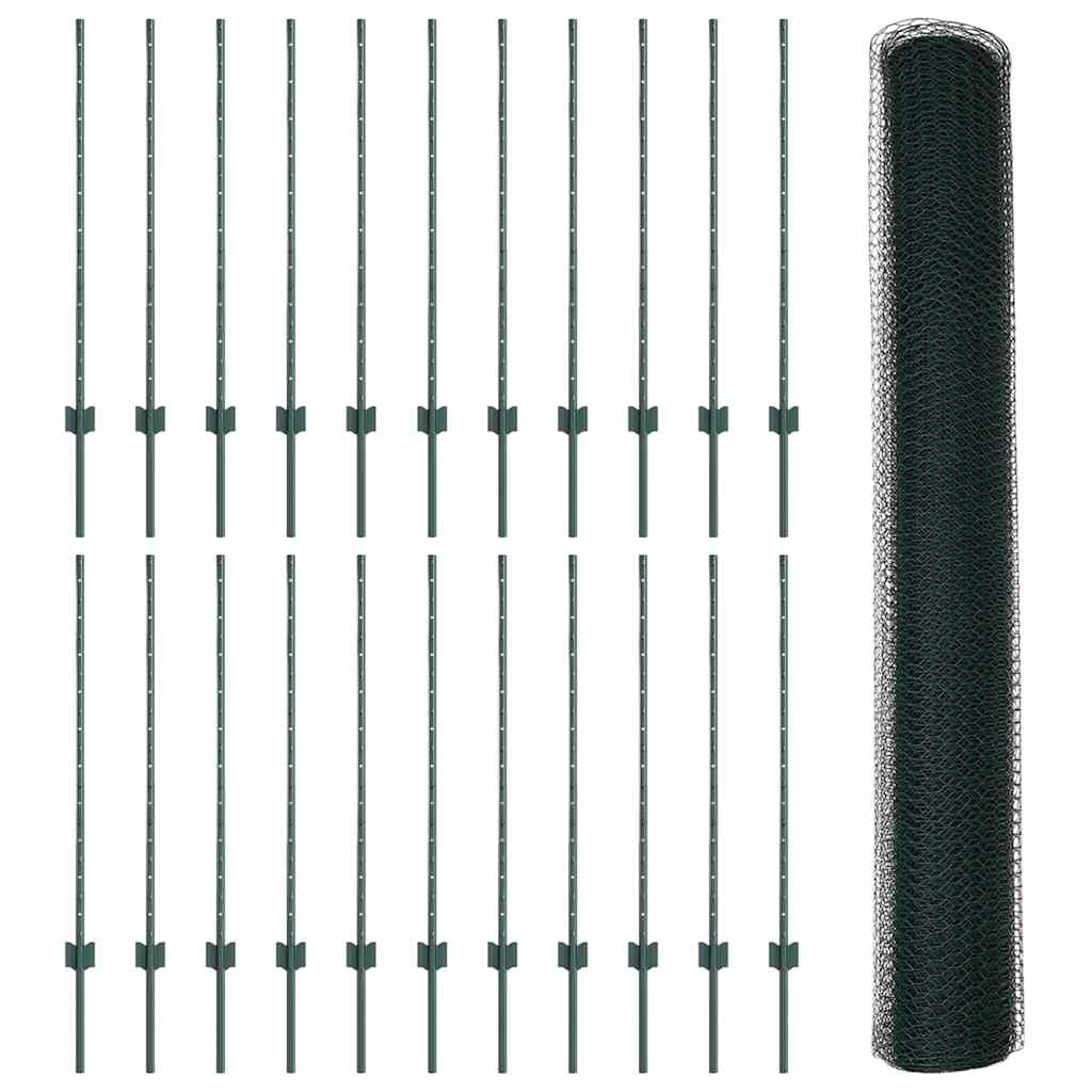 vidaXL Εξαγωνική Φράχτη με Στύλο 50 x 1 m PVC-Επικαλυμμένο Ατσάλι