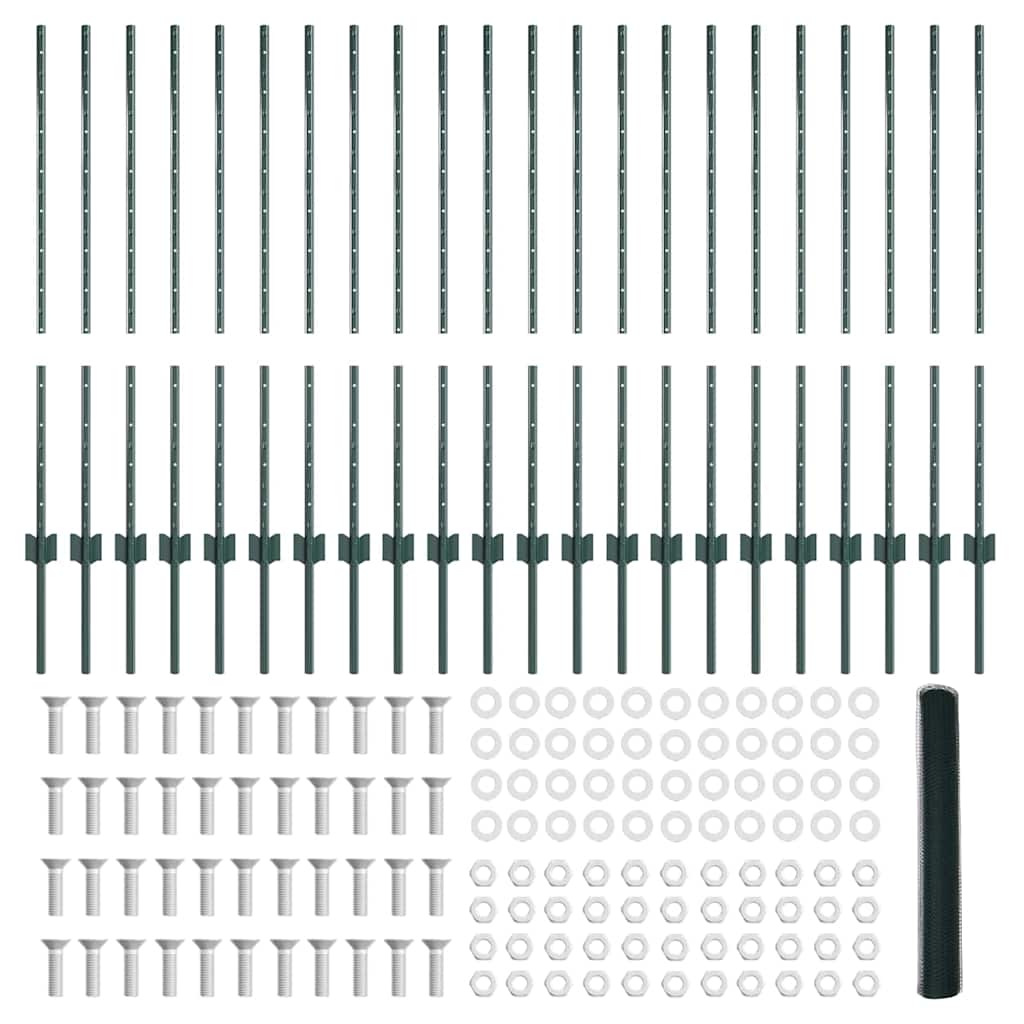 Φράκτες vidaXL 11 τεμ U-Channel Πράσινο 100 cm Ατσάλι