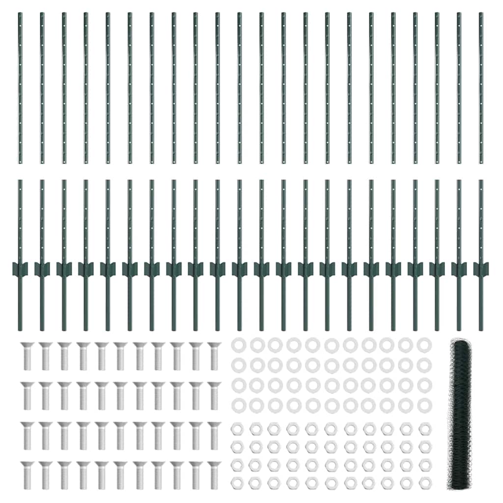 Πάνελ Φράχτη vidaXL 11 τεμάχια U-Channel Πράσινο 100 εκ Ατσάλι