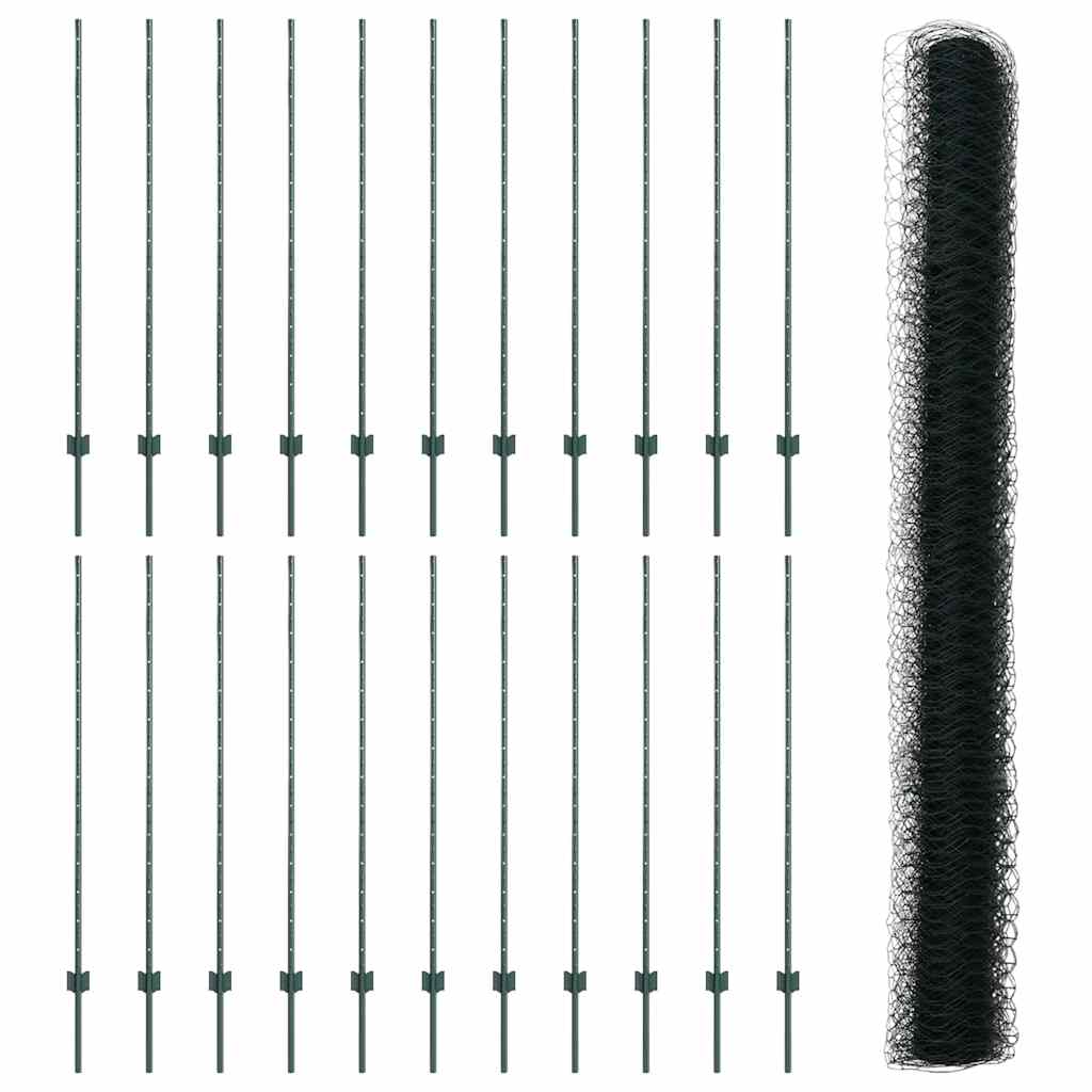 vidaXL Πόρτες Φράχτη 11 τεμ U-Channel Πράσινος 140 cm Ατσάλι