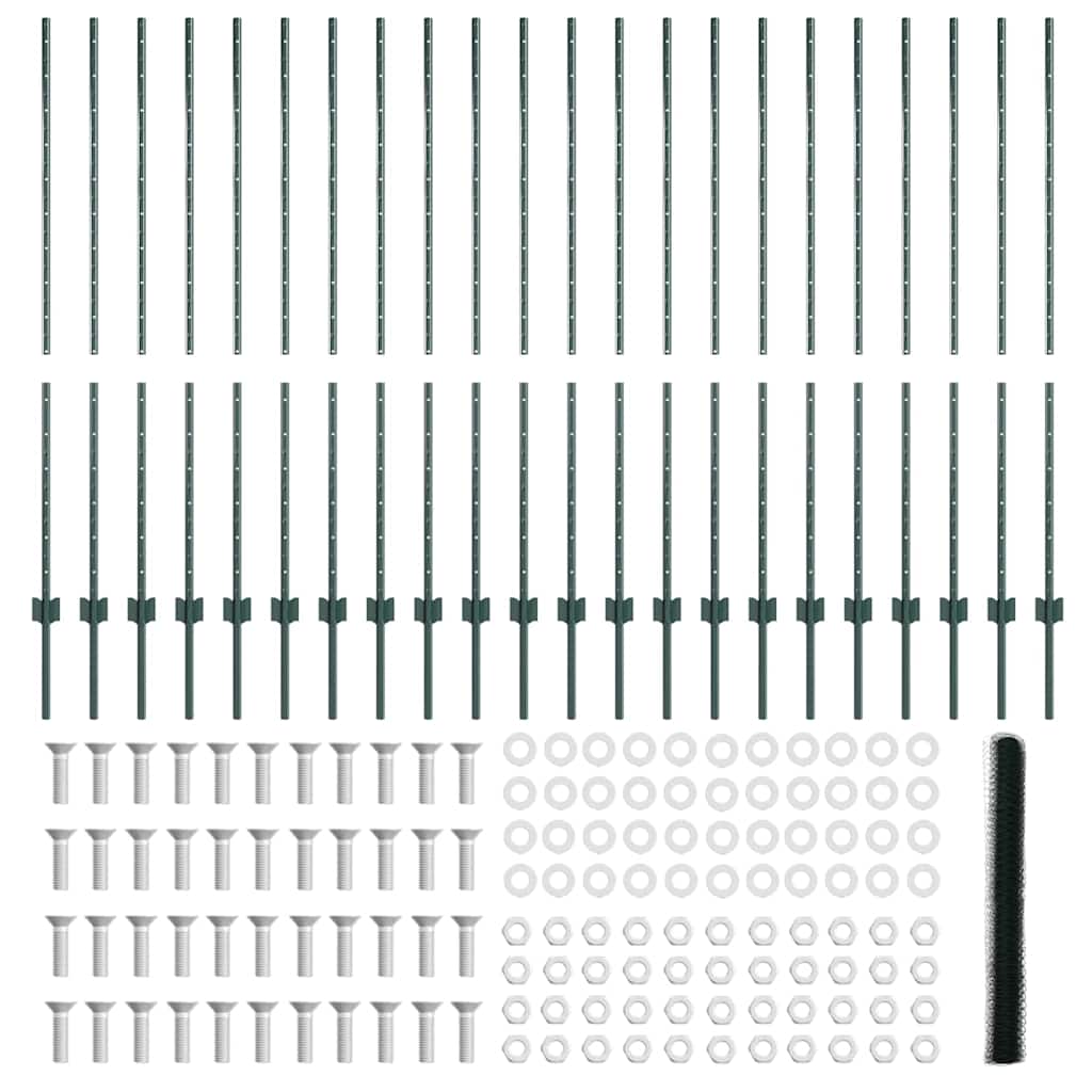 vidaXL Πόρτες Φράχτη 11 τεμ U-Channel Πράσινος 140 cm Ατσάλι