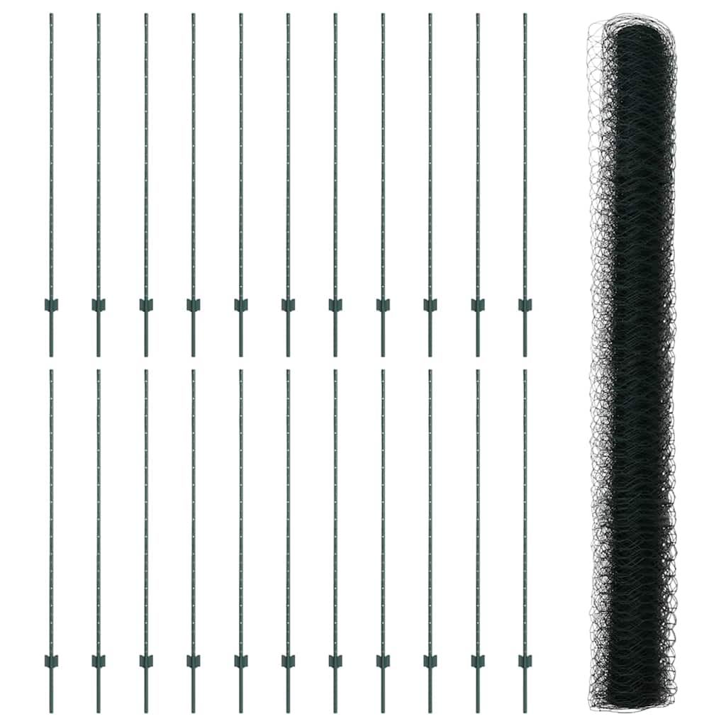 είδος φράκτη vidaXL Posts 11 τεμ U-Channel Πράσινο 150 εκ Ατσάλι