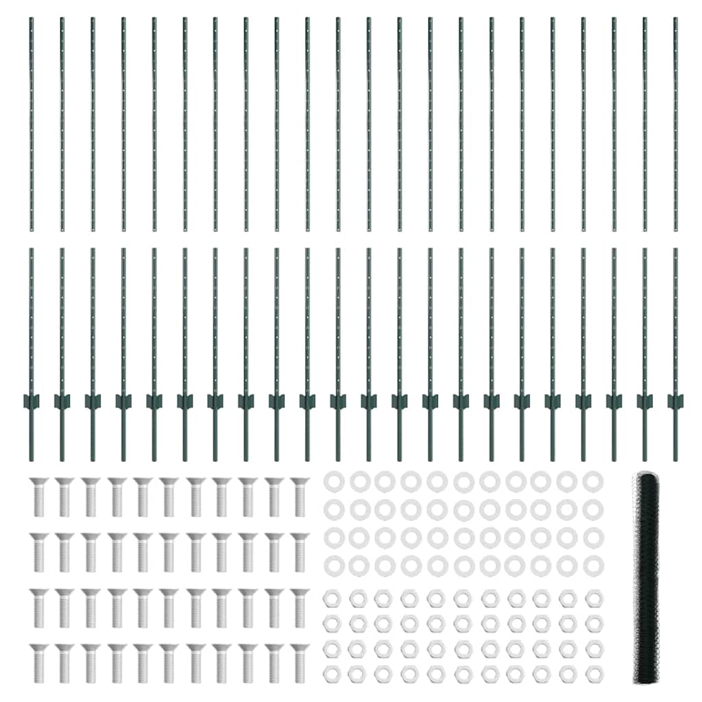 είδος φράκτη vidaXL Posts 11 τεμ U-Channel Πράσινο 150 εκ Ατσάλι