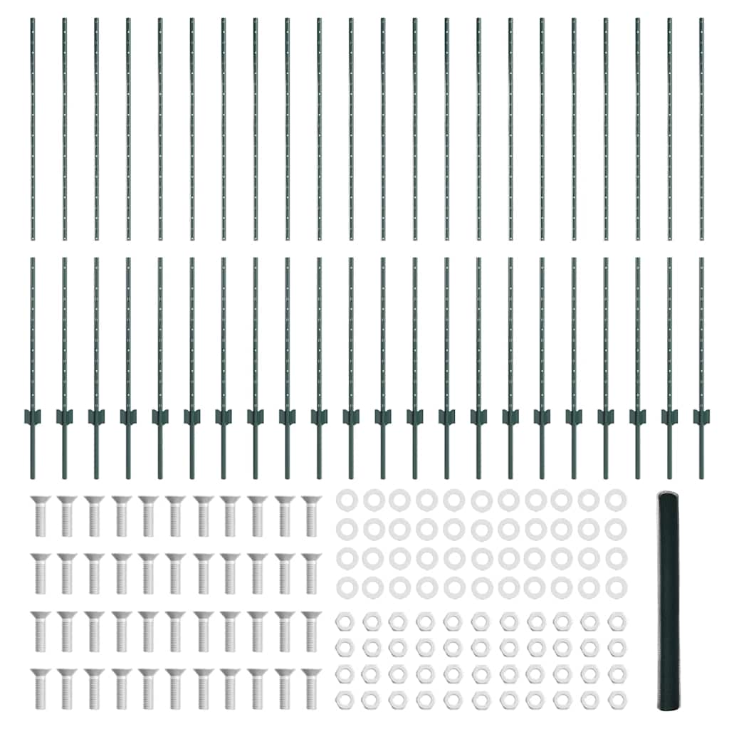 11 κομμάτια φράκτη vidaXL U-Channel πράσινος 160 εκ ατσάλι