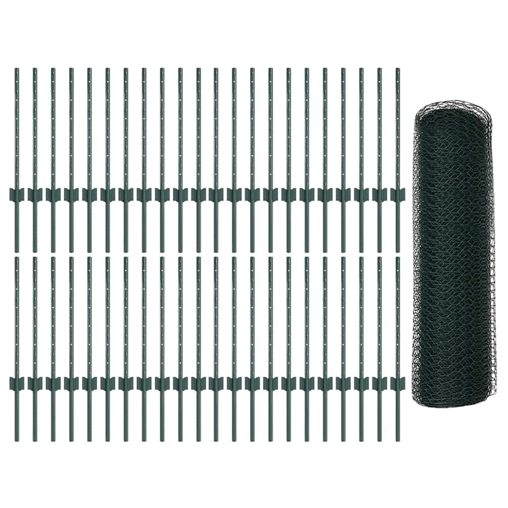 vidaXL Εξαγωνική Φράχτη με Στύλο 100 x 0,5 μ PVC-Επικαλυμμένο Ατσάλι