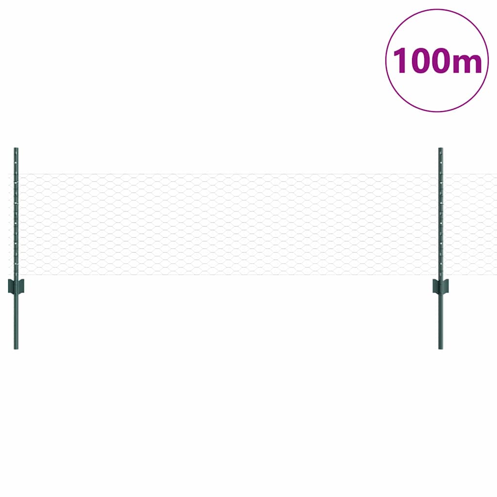 vidaXL Εξαγωνική Φράχτη με Στύλο 100 x 0,5 μ PVC-Επικαλυμμένο Ατσάλι
